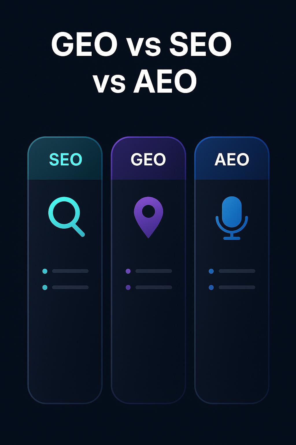 Infographic: GEO vs SEO vs AEO: What Changes in the AI Search Era
